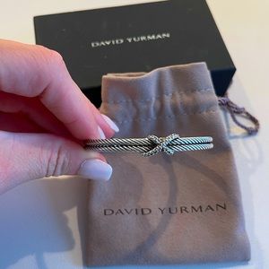 David Yurman Diamond “X” Double Cable Cuff Bracelet